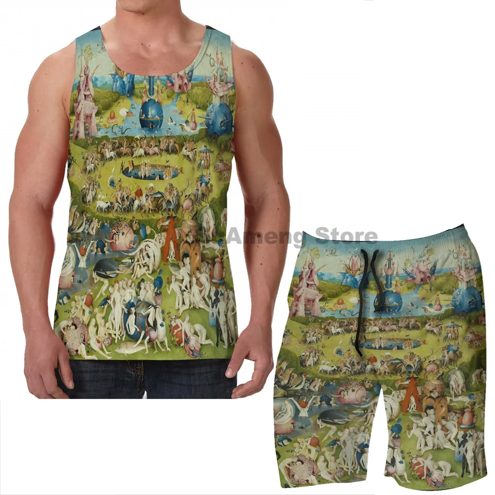 

Summer Casual men Tank Tops Women The Garden of Earthly Delights (1480-1505) men Board beach shorts women sets