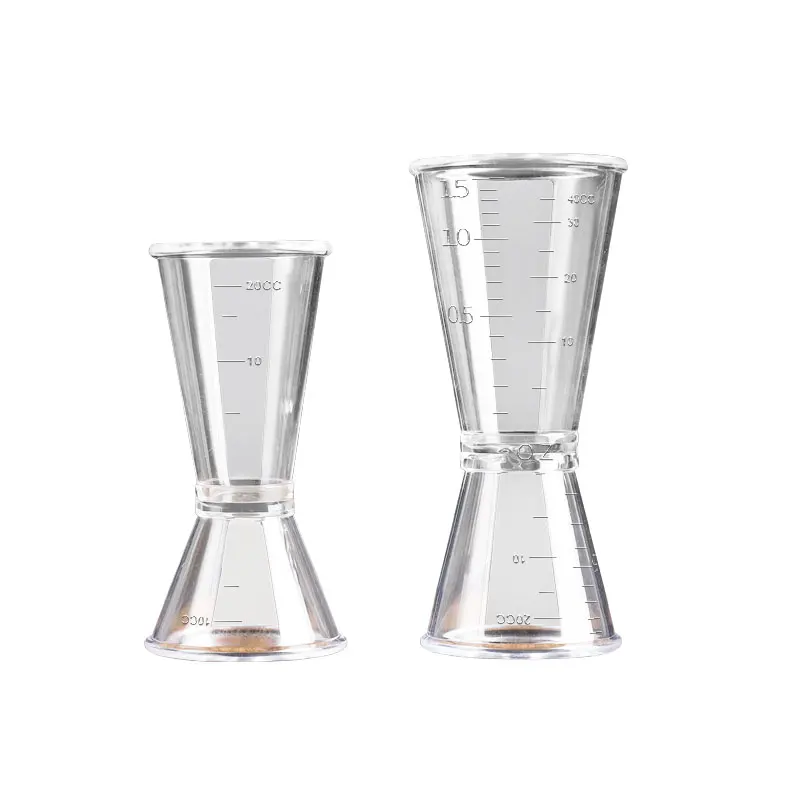 2PCs Set 2 шт. Видимый 10/20/40 мл шейкер для коктейля со шкалой ПК один двойной выстрел барный мерный стаканчик меры инструменты бармена - Цвет: 2PCs Set