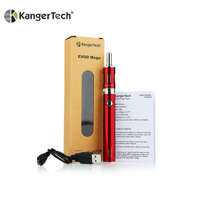Оригинал Kanger Evod Mega Kit 2.5 мл 1900 мАч Батареи с Кабель Micro Usb Мега Электронная Сигарета
