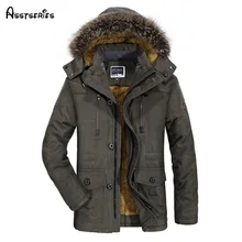 Длинный зимний мужской кашемировый пуховик с хлопковой подкладкой, теплое Свободное пальто с мехом для мужчин размера плюс D168