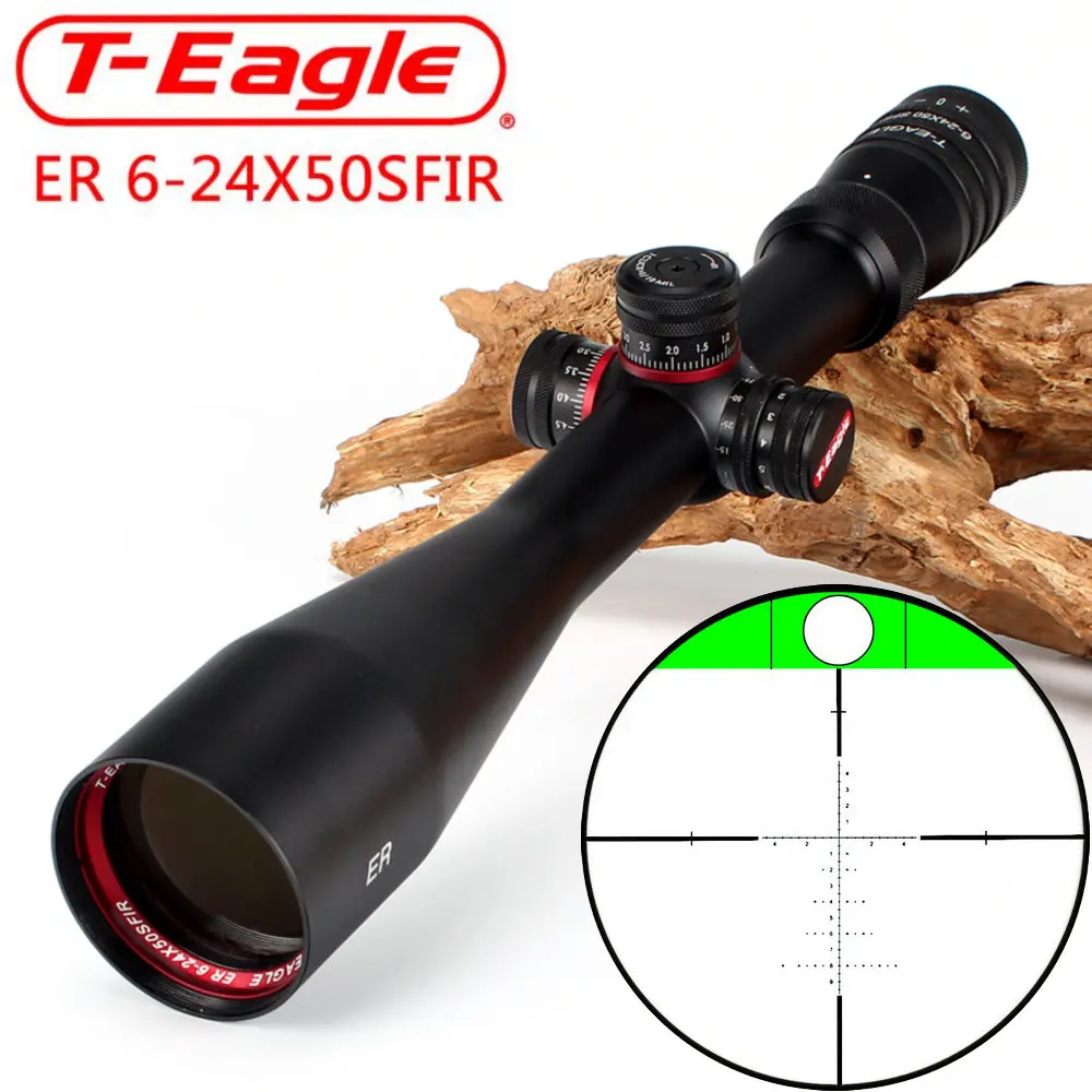 T-Eagle ER 6-24X50 SFIR охотничий прицел боковой Параллакс стекло гравированное сетка башенки замок сброс Встроенный уровень бубб прицел