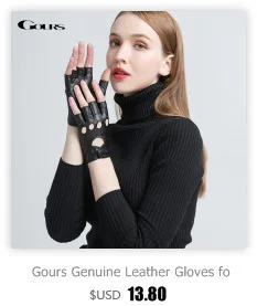 Gours осенне-зимние женские перчатки из натуральной кожи, черные перчатки из козьей кожи с камнями, модные теплые перчатки GSL011