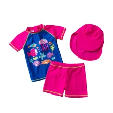 Dollplus/ одежда для плавания для маленьких девочек, 3 предмета, летний купальный костюм для малышей, детская одежда для плавания, пляжный купальный костюм принцессы для младенцев