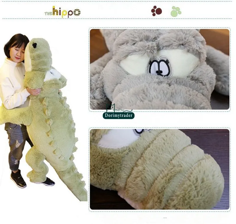 Dorimytrader 200cm Huge Cute Simulated Animal  Crocodile Stuffed Pillow Cushion Big Cartoon Alligator Plush Toy Kids Doll Present DY60155(8)