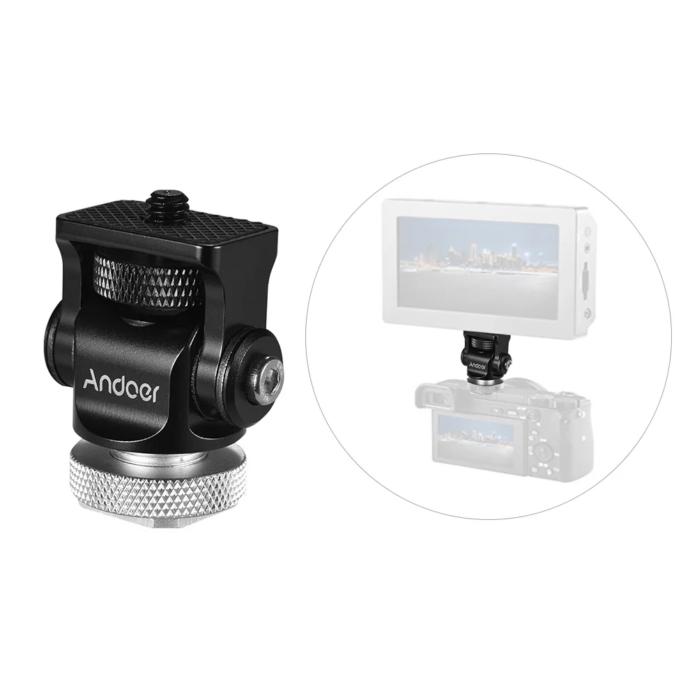 Andoer 180 Поворотный мини шаровой головкой адаптером для вспышки камеры DSLR