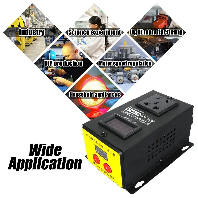 Переменный ток 0-220 В 10000 Вт SCR Электронный регулятор напряжения светодиодный дисплей регулятор температуры регулятор скорости Диммер термостат