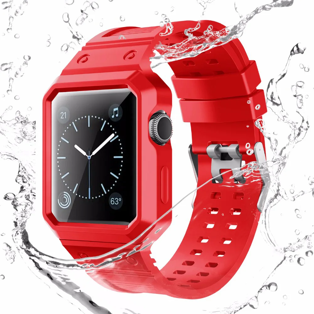Спортивный силиконовый ремешок для Apple Watch 4 40 спортивный с защитным чехлом iWatch