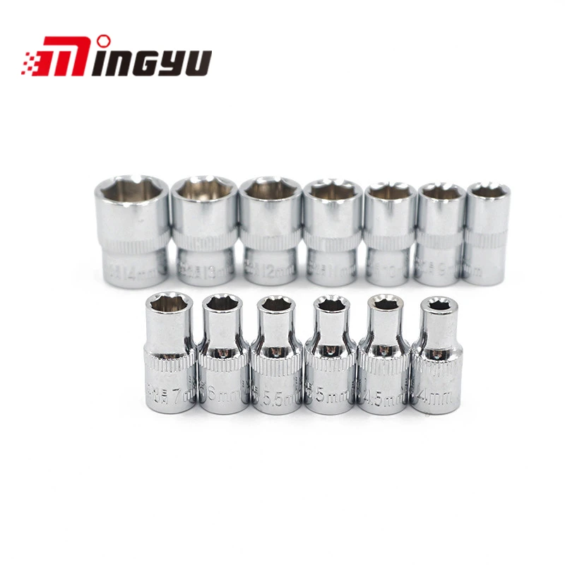 Mingyu 13 Buah 4 14mm 1 4 Set Soket Metrik Drive Set Peralatan Tangan Profesional Cermin Crv Selesai Gratis Pengiriman Tool Water Tool Toolstool Programme Aliexpress