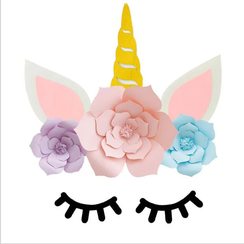 

DIY Unicorn Theme Party Sets Birthday Party Decorations Artificial Rose Flowers Banner Cake Topper Foil Balloons Supply