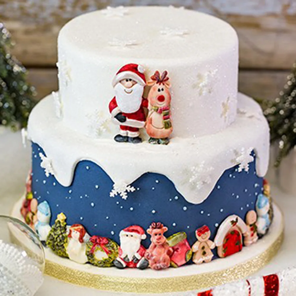 3D Рождество олень дерево Снеговики носки с колокольчиками Санта Лось Олень Снежинка Силиконовые выпечки инструменты для украшения шоколадного торта молд ручной работы