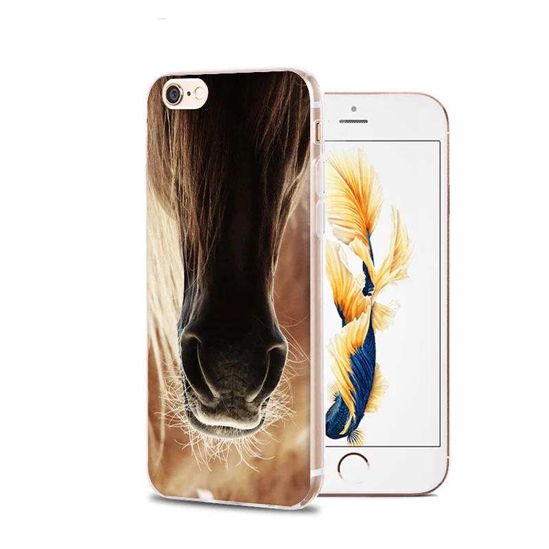 Чехол для iphone 12 7 6 X чехол с рисунком лошади и животных прозрачный телефона iPhone 6S
