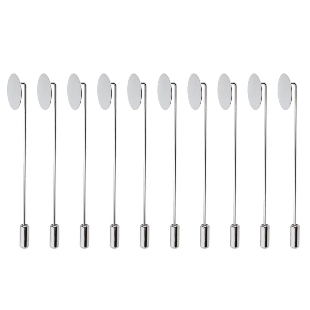 10 Piece Blank Tray Glue On Pad Lapel Stick Pin DIY Clutch Boutonniere Pins DIY Flower Finding Crafts