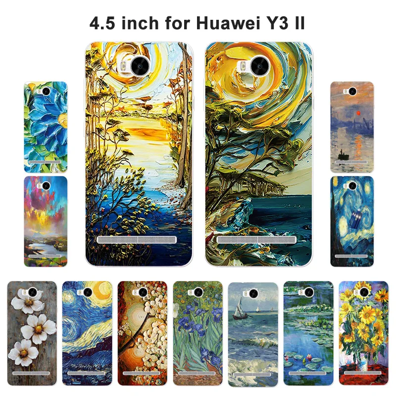 Чехол для Huawei Y3 II 2 мягкая задняя крышка телефона из ТПУ с масляной росписью чехлы