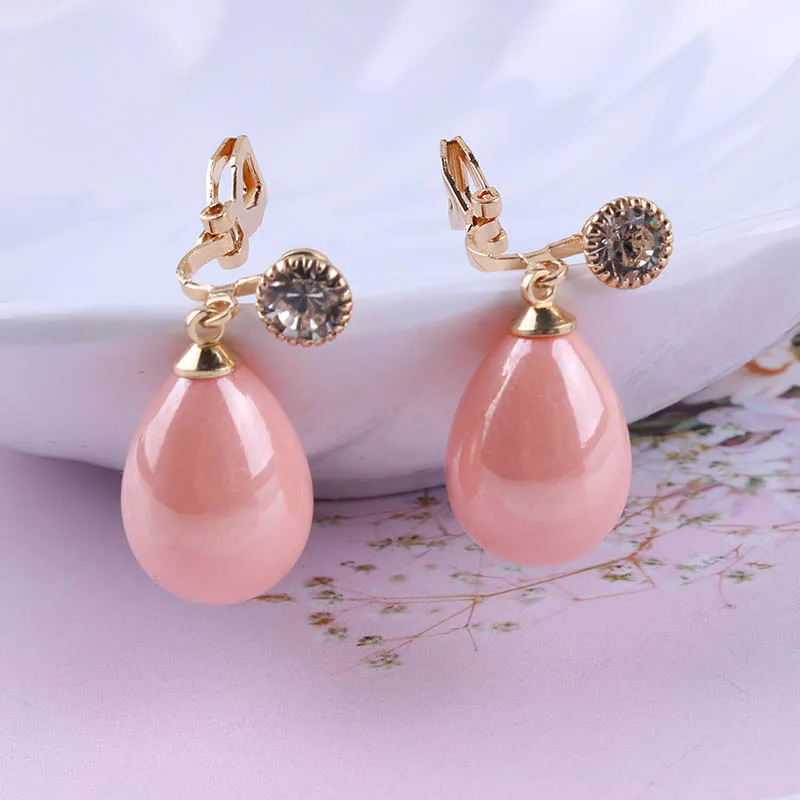 

Luxury High Light Spring Colour Resin Waterdrop Clip on Earrings for Women Girl Party Without Pierced Favorite Fashion Jewelry