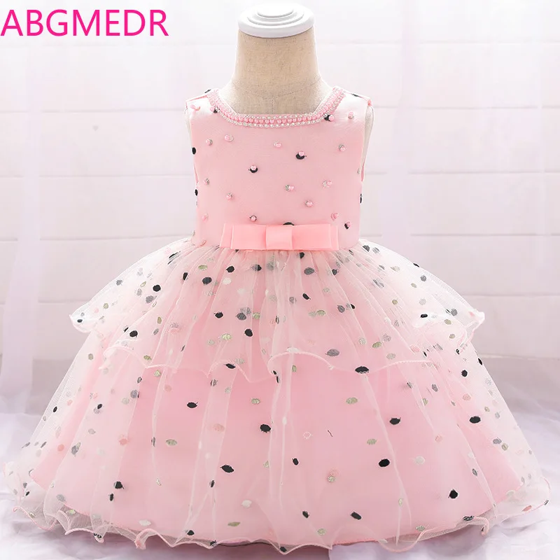 Petite Fille Robe De Noel Pour Bebe Filles 1 An Fille Bebe Robe D Anniversaire Bebe Fille Robe De Soiree Enfants Rose Robe De Bal Avec Perles Aliexpress