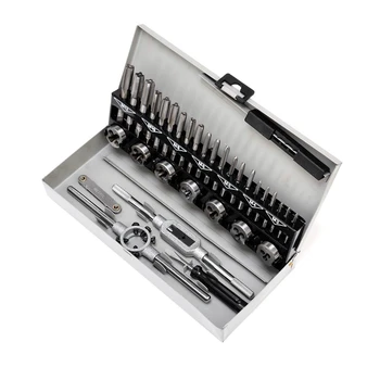 

Tap And Die Set Metric Hardened Steel Combination Garage Tool Kit With Box -32Cs