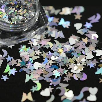 

1 bottle 3D Shinning Nail Sequin Lucky Star/Moon/Heart DIY Paillette for Nails Tips Face Nail Art Decor 3D Beauty Flakes CHLX13