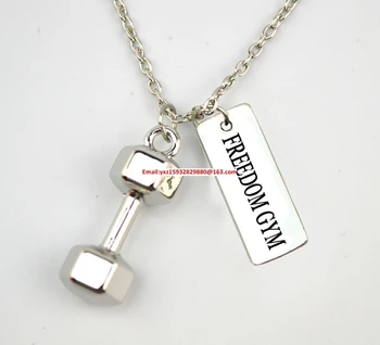 

New Arrival New product Fitness Weightlifting jewelry 30pcs Large Dumbbell barbell with Freedom Gym sports necklace