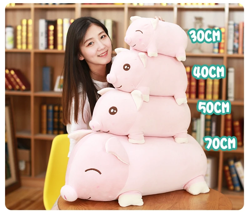 Dorimytrader New Cuddly Soft  Anime Pig Plush Toy Big Cartoon Fat Piggy Doll Animals Pillow 28inch  70cm DY50171 (14)