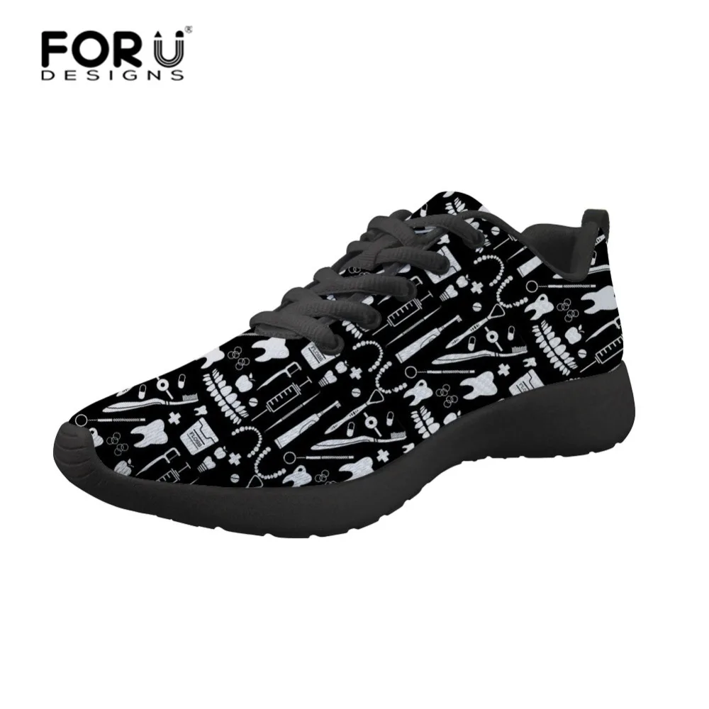 

FORUDESIGNS Dentist Instrument Men Sneakers Lace-up Shoes Breathable fashion Flats Male Shoes Adult Sneakers Slip on Flat Shoes