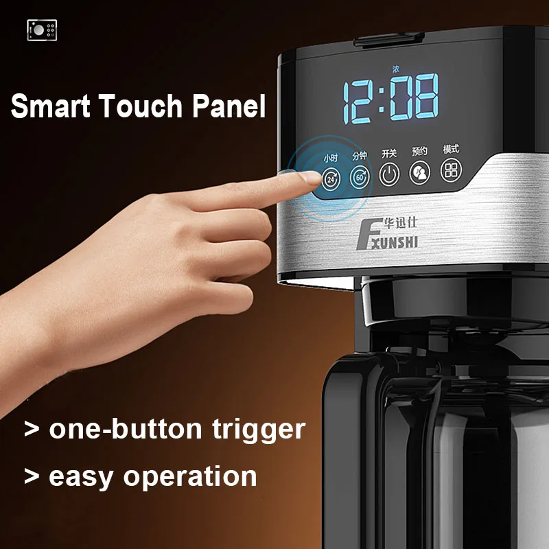 1.5L 220 В Автоматическая изоляционная капельная Кофеварка Smart Touching портативная машина для приготовления чая и кофе 800 Вт кафе машина 164x205x325 мм