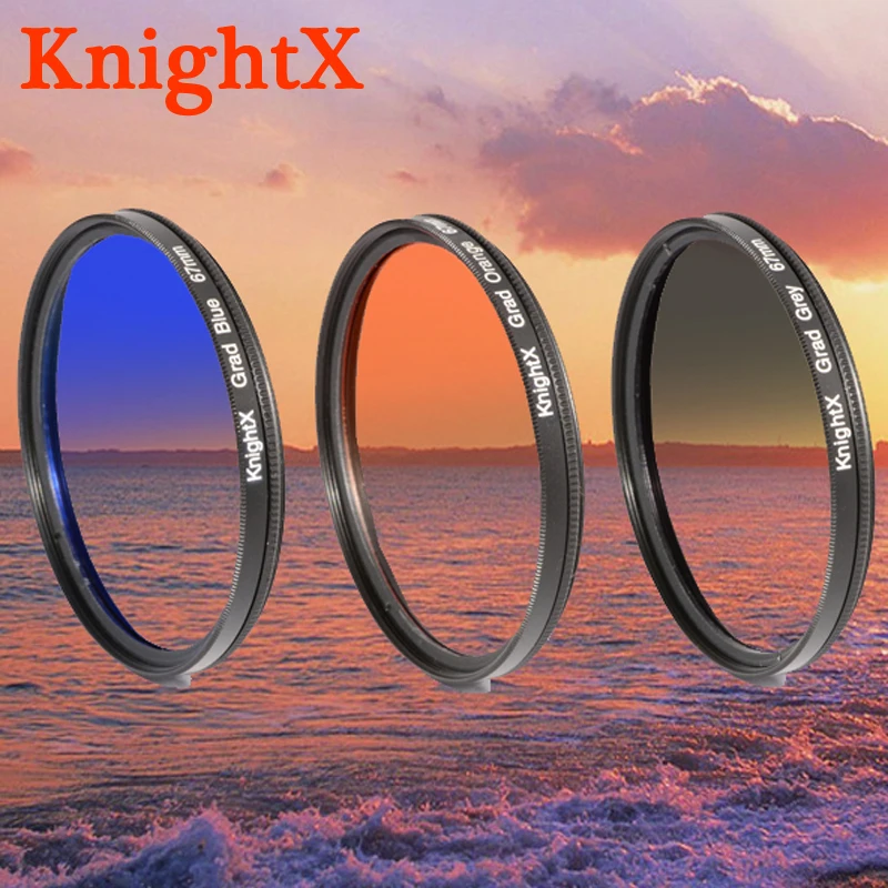 KnightX Graduated Color Lens Filter Accessories for Canon EOS NIKON D5200 D5100 D3300 D3200 d7100 DSLR Camera 52MM 58MM 67MM 77