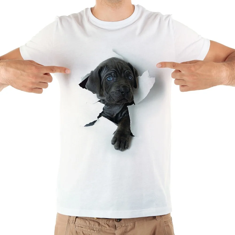 cute cane corso dog break out 3D torn tshirt men new white comfort