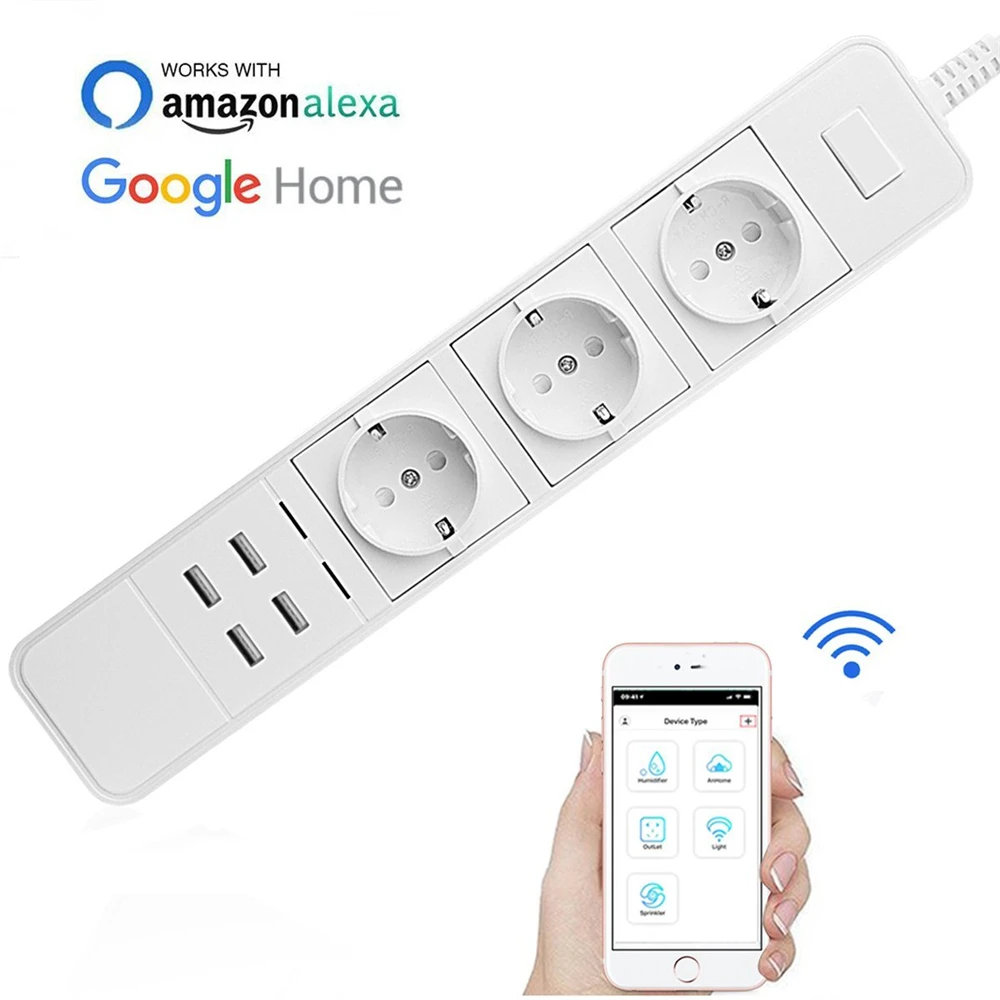 

WIFI Europe Multi function socket work with APP Alexa Features USB plug