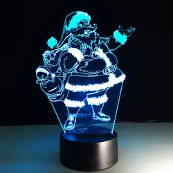 3D визуальный светодиодный Творческие дети коснитесь кнопки USB Санта Клаус Night Light для ребенка спать Рождество настольная лампа Домашний