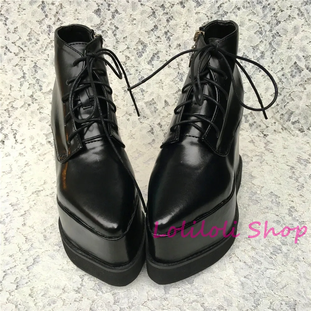 Personnalisé Noir Noir Gothique Doux Antaina Princesse multi Chaussures 1 Lolita Étape Plates Lumineuse Épais Lolilloliyoyo 5211n Peau fond 4ApqwU