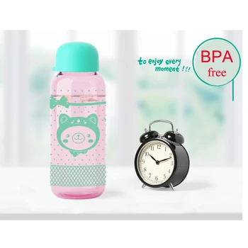 

Cartoon BPA Free 410ml Cute Candy Color Cartoon Pattern Plastic Water Bottle For Adult Children Kitchen Accessories
