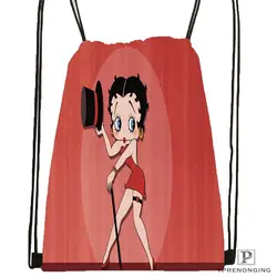 Пользовательские Betty Boop Объединенная Drawstring сумка-рюкзак милый рюкзак детский Ранец (черный назад) 31x40 см #20180611-02-78