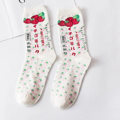 Новые милые женские Носки с рисунком Харадзюку, модные хлопковые креативные разноцветные забавные носки в японском стиле с фруктами, короткие женские носки kawaii - Цвет: 4