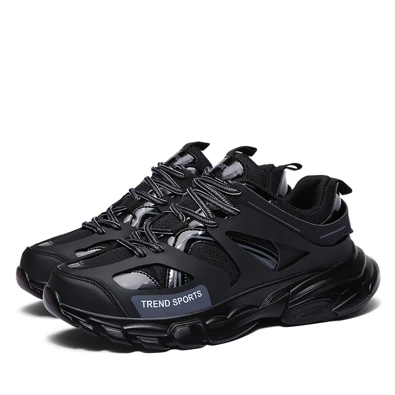 Роскошная Брендовая обувь для папы мужские кроссовки на платформе 39-46 мужские кожаные кроссовки для папы Повседневная дышащая обувь на платформе 515 - Цвет: Black