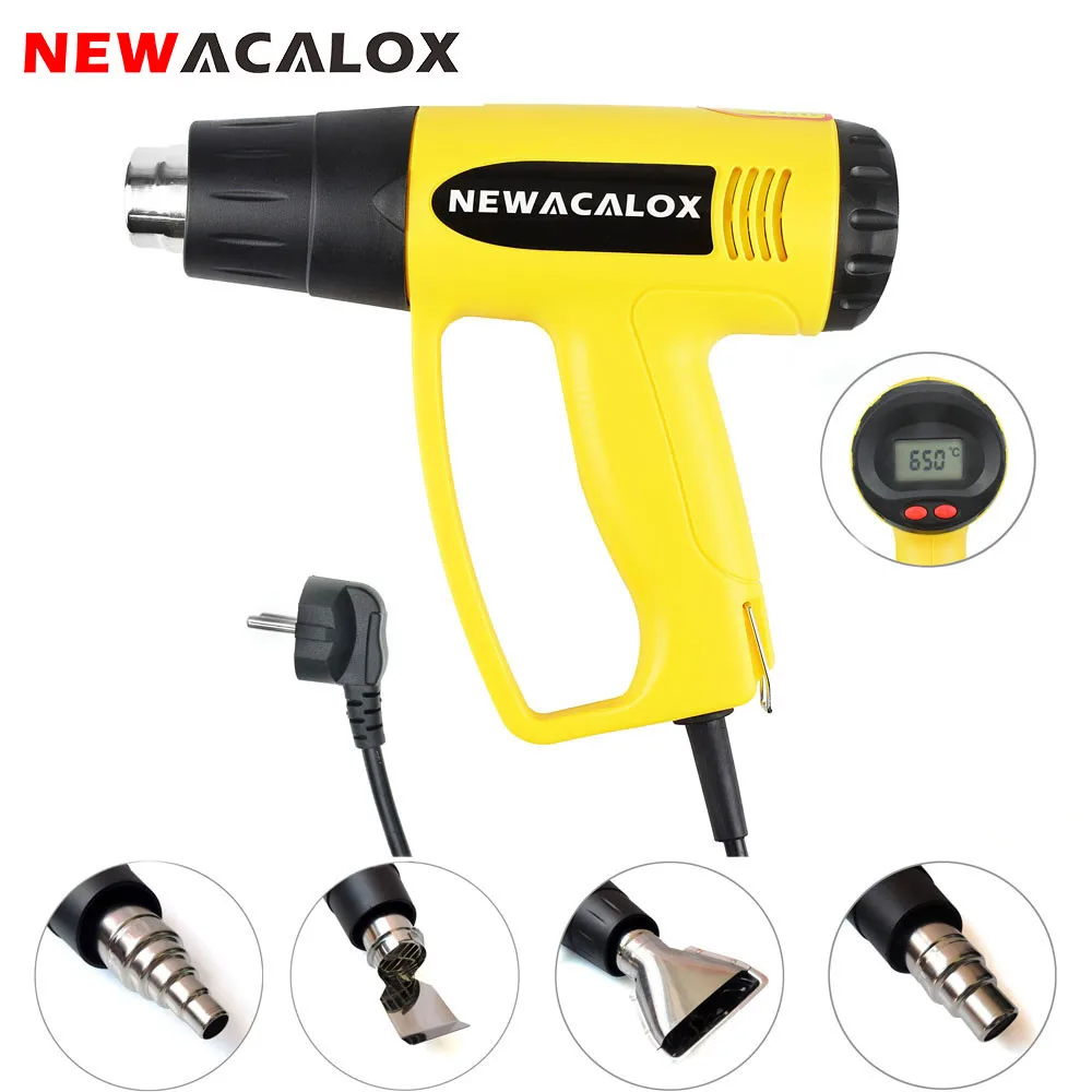 NEWACALOX 2000W 220V EU Plug Industrial Electric Hot Air Gun