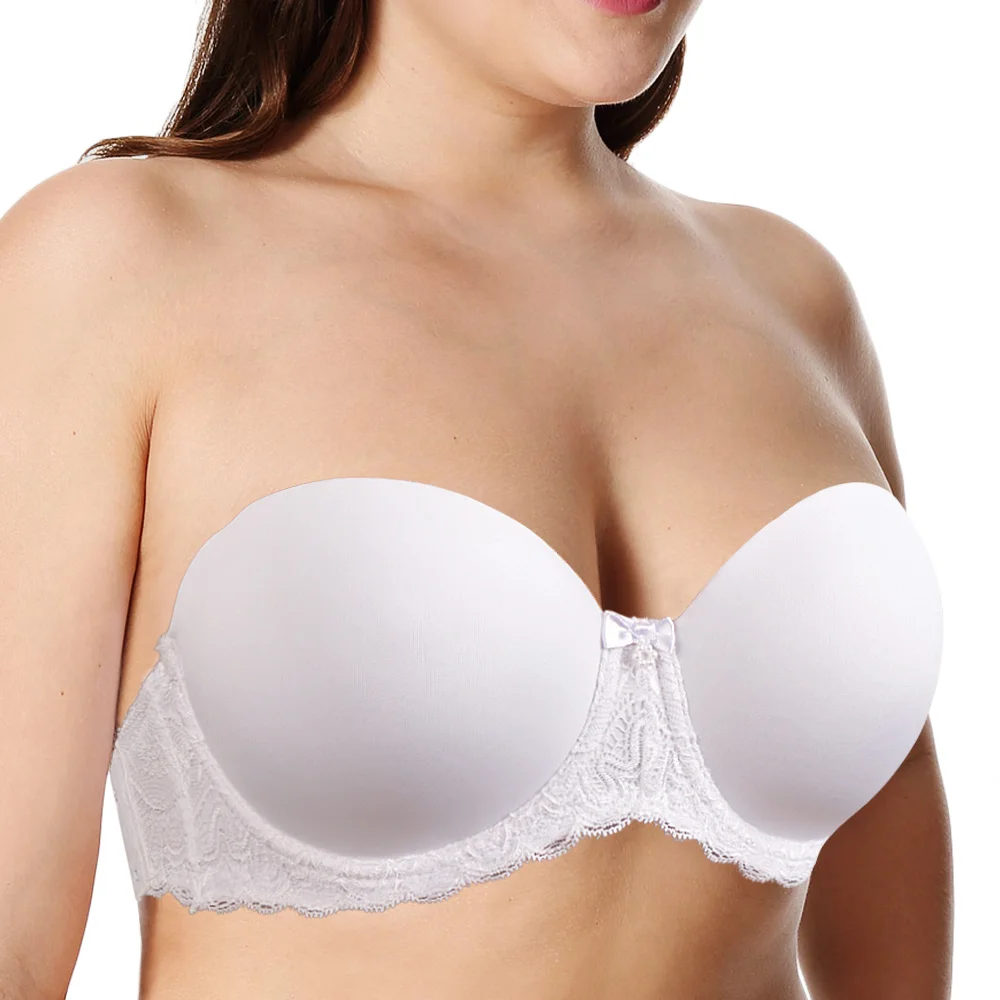 

New Wedding Unpadded Bra Thin Cup Women Sexy Bras Halter Strapless Lace Bralette 32 34 36 38 40 42 44 46 B C D E F G