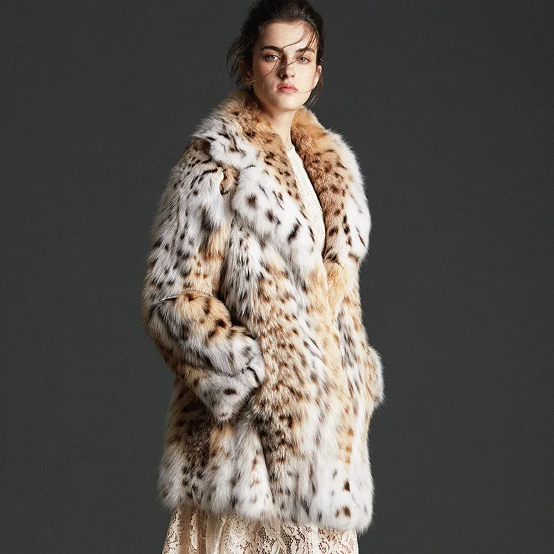 Sju2018 high luxury product imports the bobcats big long coat in female fur coat lapels