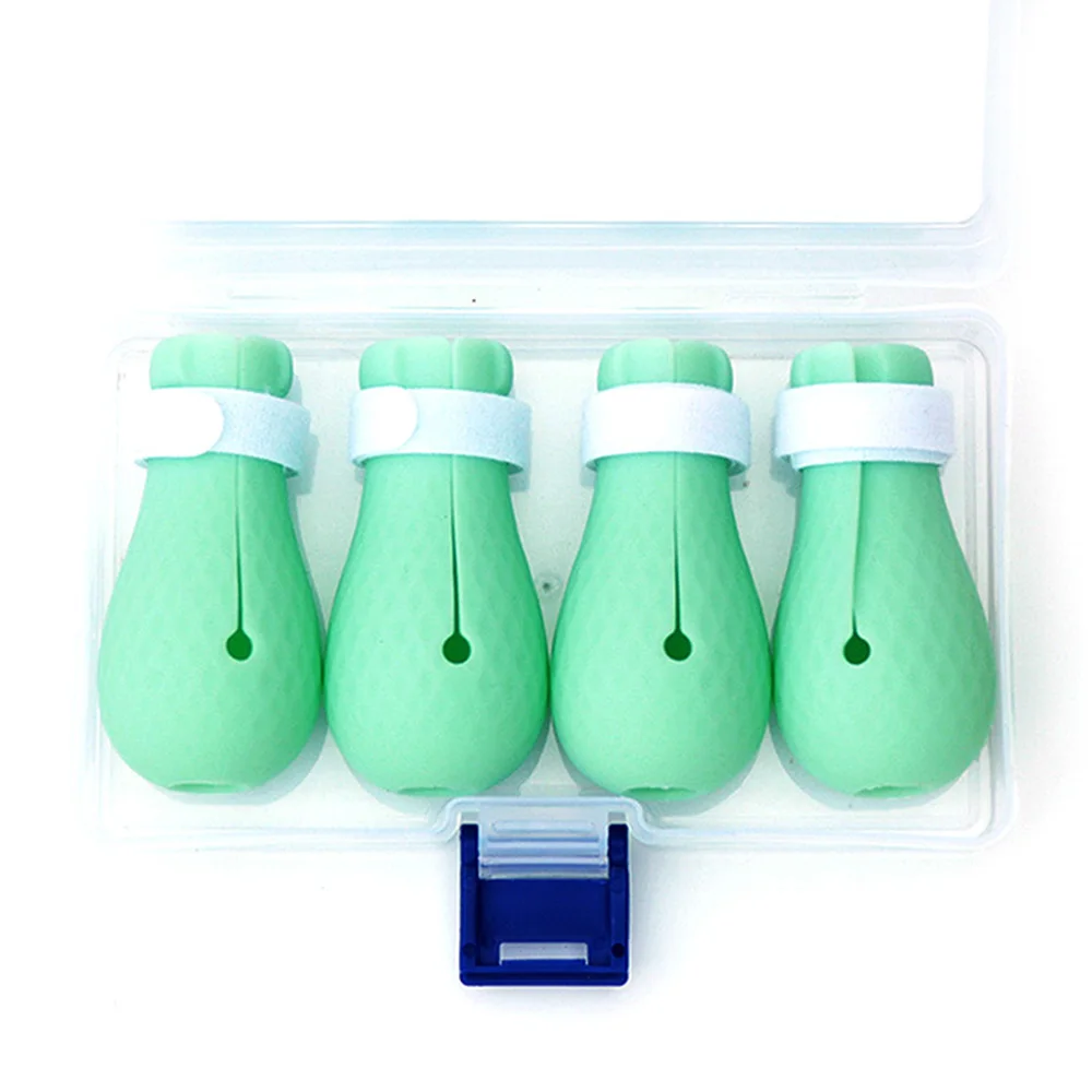 4 Pcs Adjustable Pet Cat Gloves Anti Scratching Boots Paw Nail Cover Tools - Цвет: Green