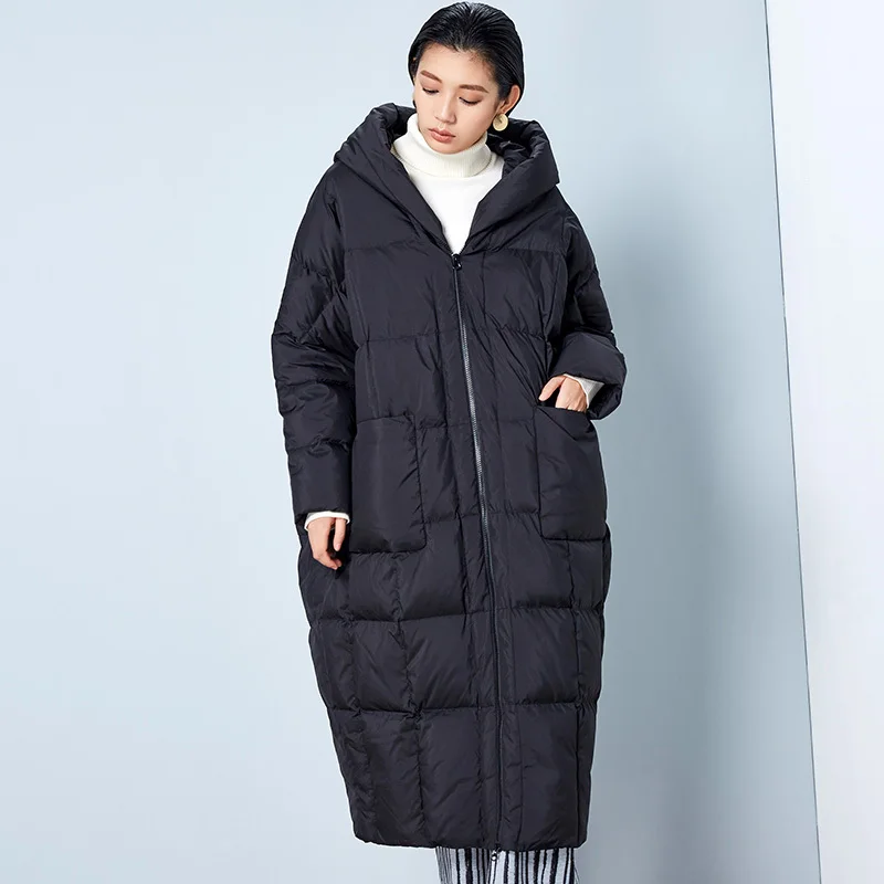Quality Winter Down Coats Women 2018 New Fashion Oversize Duck Down Jackets Hooded Long Loose Goose Feather Parka Female Okb339