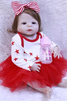 

22" Real Silicone Reborn Girl Baby Doll Toys 55cm Newborn bebe Princess reborn Doll like rea Hair Birthday Gift Kids bonecas