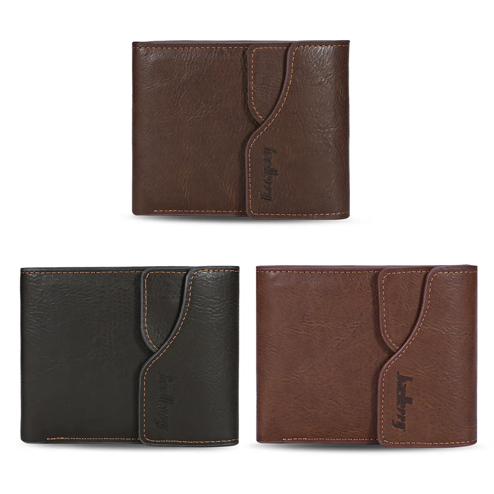 

2018 Fashion Men Three Layer Leather Wallet Brand Men Hasp Trifold Purse Male Card Photo Holder Foldable Short Coin Pocket