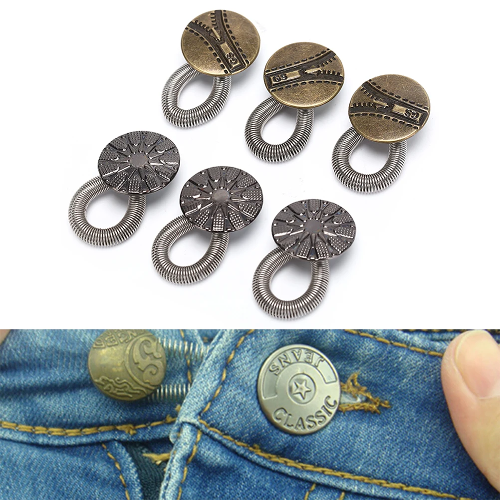 

Portable 6PCS Men/Women Jeans Pants Fix Expanders Waist Stretch Extender Metal Button Lock Outdoor Tools