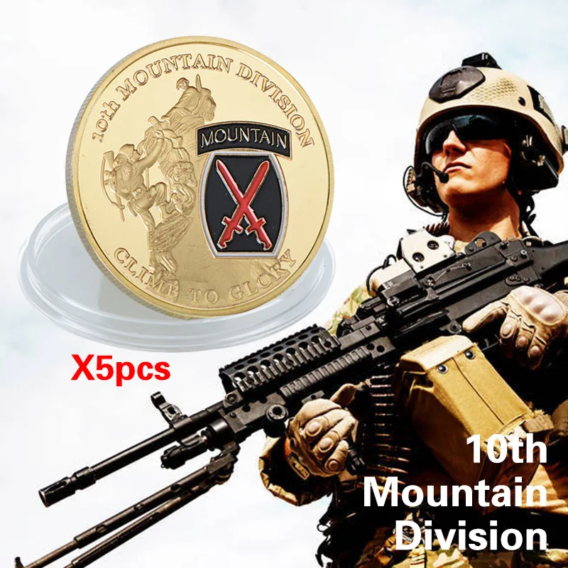 WR US Army памятная Золотая монета по индивидуальному заказу 10th Mountain Division Challenge