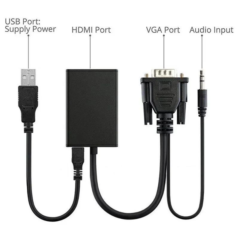 VGA к HDMI адаптер мужской выход 1080 P HD + Аудио ТВ AV HD ТВ 3,5 мм видео кабель конвертер