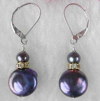 

hot sell new - shitou 00610 Genuine Black Button Coin Pearl Crystal Hook Earrings