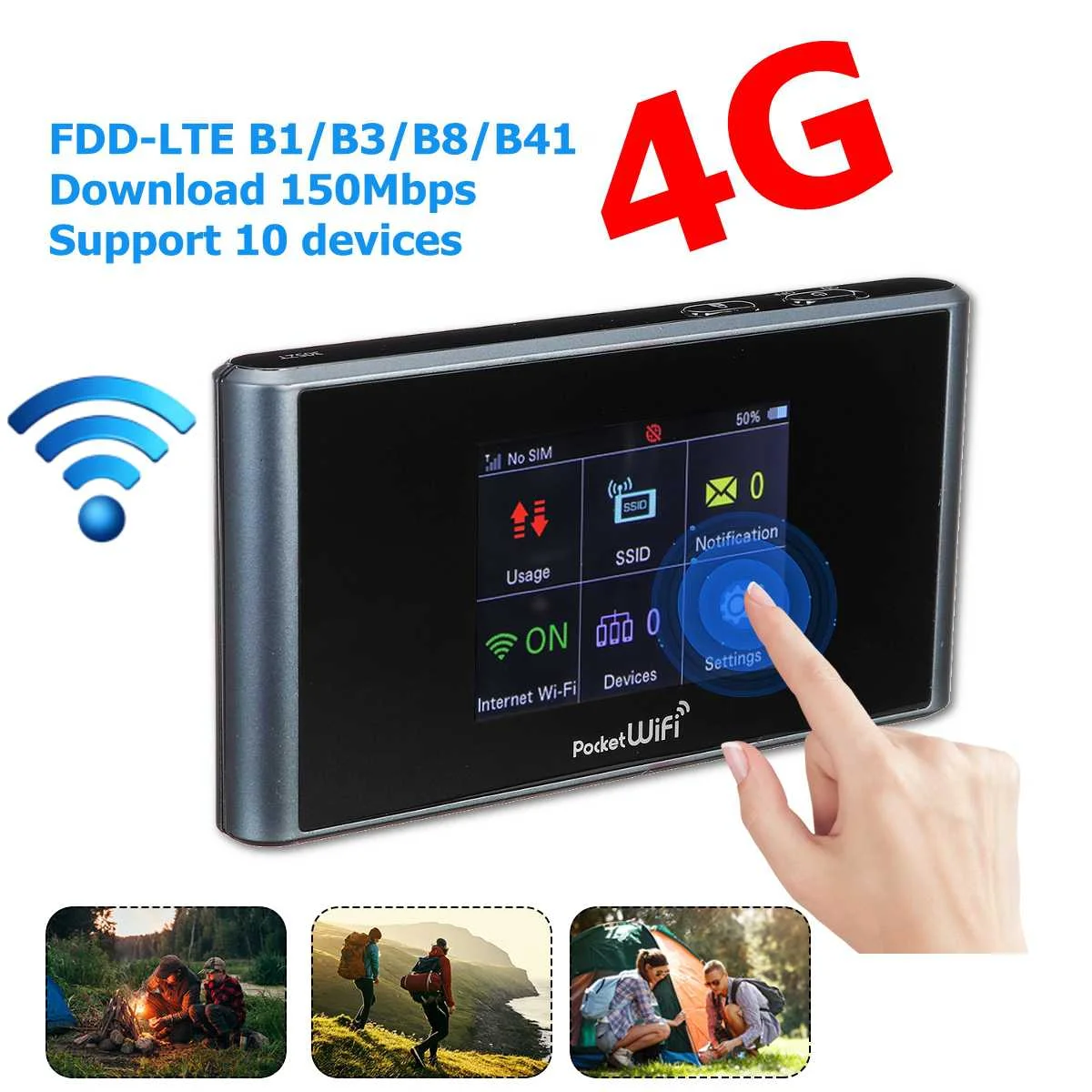 

Portable Lte 4g Wifi Router Mobile Hotspot Wireless Router Support SIM Card 150Mbps Modem for Home Office Cellphone