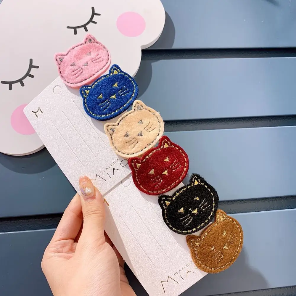 

Korean Japan New Fabric Cartoon Cat Cute Kids Children Girls BB Hairpins Hair clips Head wear Accessories-SWC5