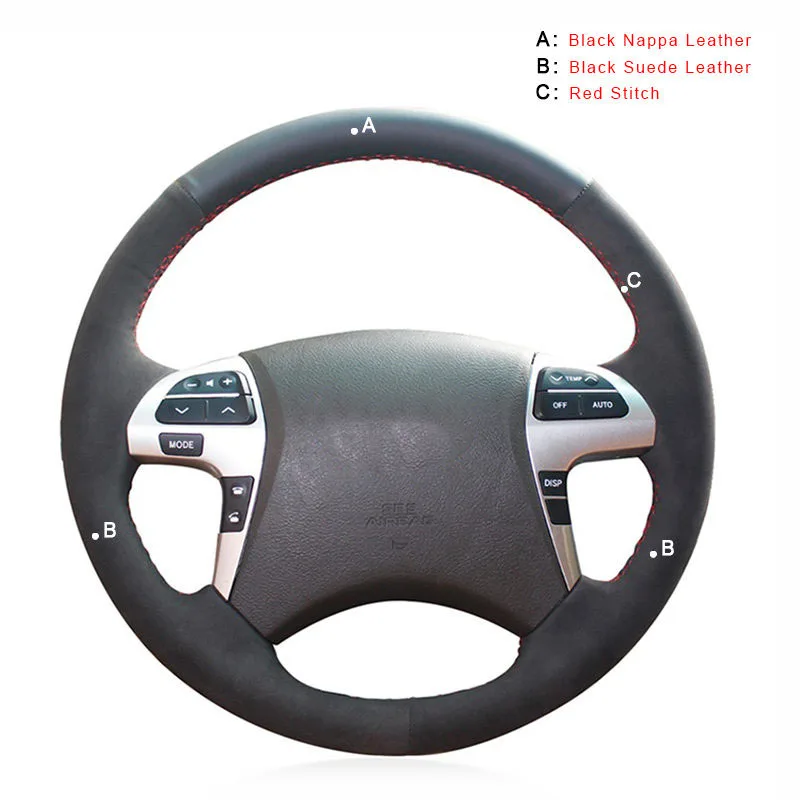 Автомобильная Оплетка на руль для Toyota Highlander 2009- Camry 2007-2011 авто-Стайлинг чехлы на руль - Название цвета: Suede and Nappa