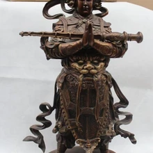 Bi001523 1" Китайский Буддизм Бронзовый Сканда Бодхисаттва Вэй Tuo Веда Бог Статуя Воина