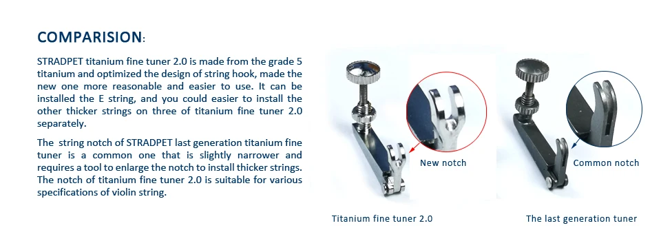 Тюнер STRADPET titanium Fine 2,0 с износостойким болтом из сплава из титана, яркий или темно-серый, для скрипки, регулятор струн